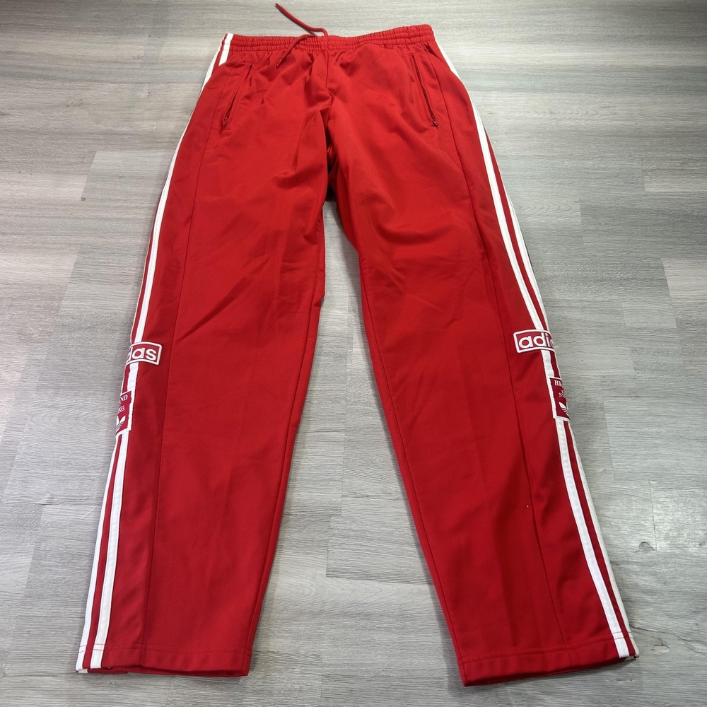 Adidas Originals Track Pants Mens Large Red 3 Stripe Tearaway Athletic IM8221